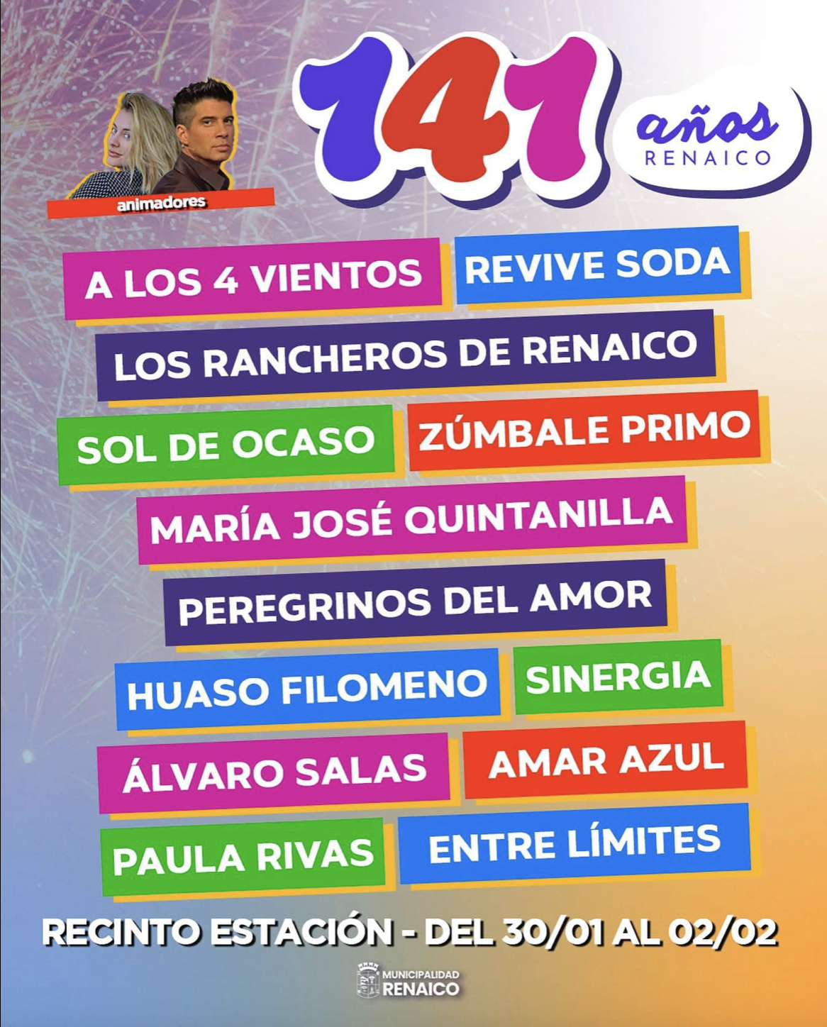 A Reinaco los pasajes: Zúmbale Primo actuará en el aniversario de la comuna